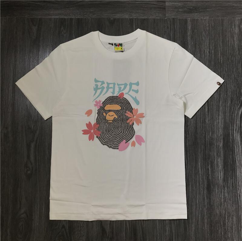 Trendy Brand Bape Japan Limited Sakura Ape Head Foam Stereo Printed Short-Sleeved T-Shirt For Men And Women Couple - Image 3
