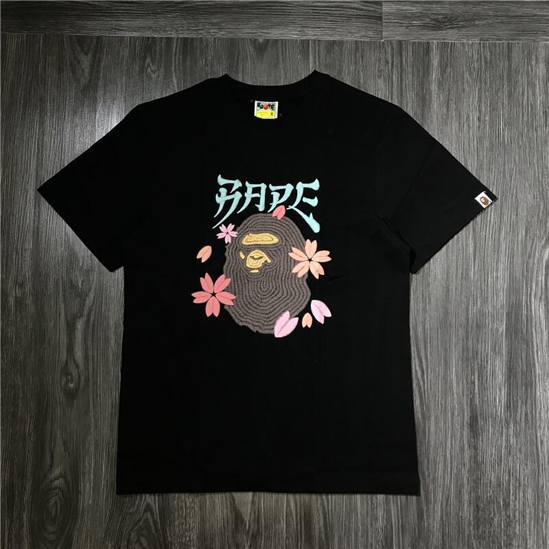 Trendy Brand Bape Japan Limited Sakura Ape Head Foam Stereo Printed Short-Sleeved T-Shirt For Men And Women Couple - Image 4