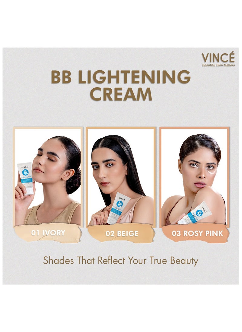 VINCE - BB Cream – Ivory (VBBC 01) – All-in-One BB & Fairness Cream – Hydrates, Primes & Conceals Imperfections for Brighter, Flawless Skin & Natural Coverage – With SPF 25, 50ml - Image 1