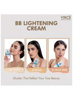 VINCE BB Cream – Ivory (VBBC 01) – All-in-One BB & Fairness Cream – Hydrates, Primes & Conceals Imperfections for Brighter, Flawless Skin & Natural Coverage – With SPF 25, 50ml  - Image 2