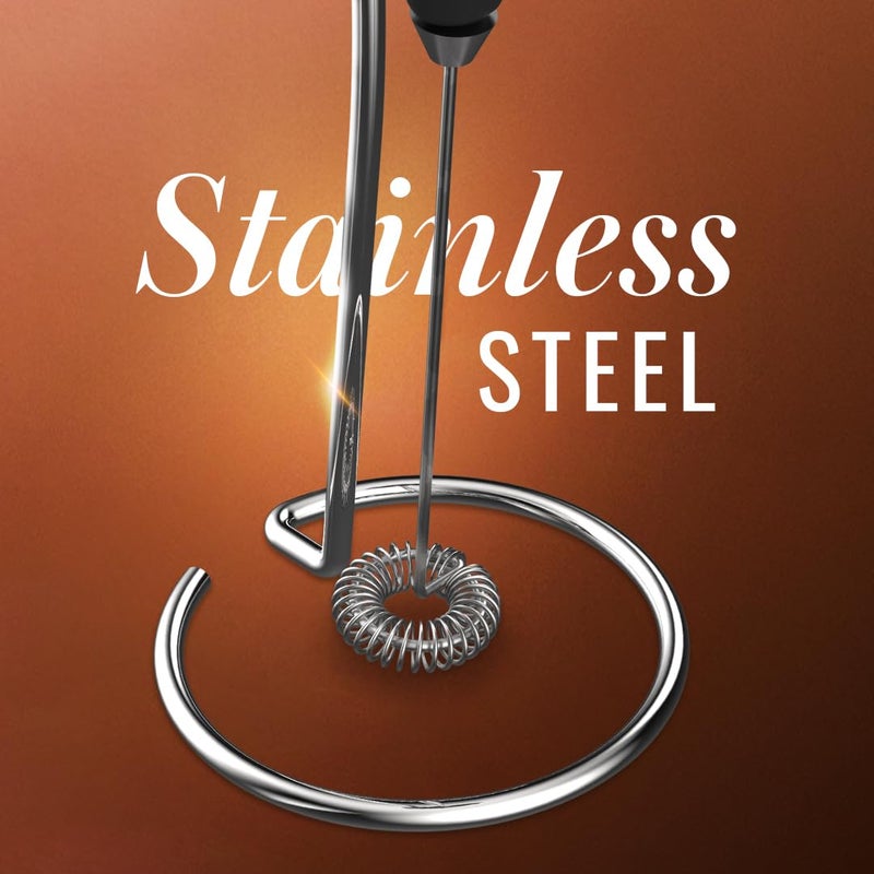 Sleepy Owl Powerful Milk Frother for Coffee Black Color Battery Operated Electric Frother Stainless Steel Whisk with Frother Stand Best for Coffee Lattes Milk Hot Chocolates - Image 3