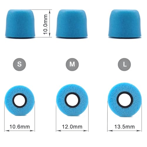 Klowcok IEM Foam Ear Tips for KZ, Moondrop, FiiO, Sennheiser and More, Superior Noise Isolation, Comfort Fit Memory Foam Earbud Tips, Blue (S/M/L) (3 Pairs) - Image 5