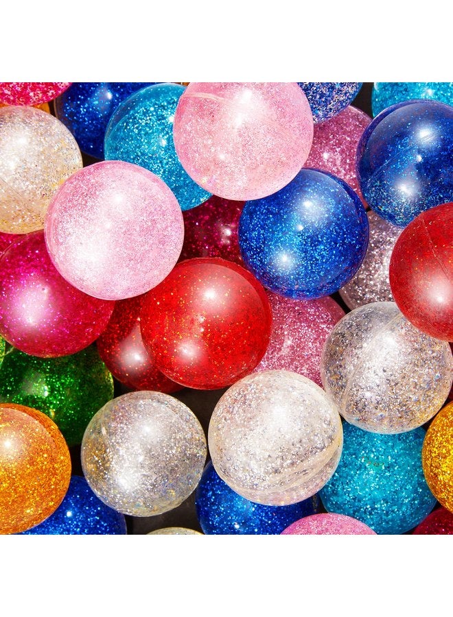 Shappy Shappy 60 Pcs Bouncy Balls 45 mm Glitter Bounce Ball Bulk with Storage Bag Large Bouncy Balls for Kids Goodie Bag Fillers Birthday Party Favors, Assorted Colors  - Image 1