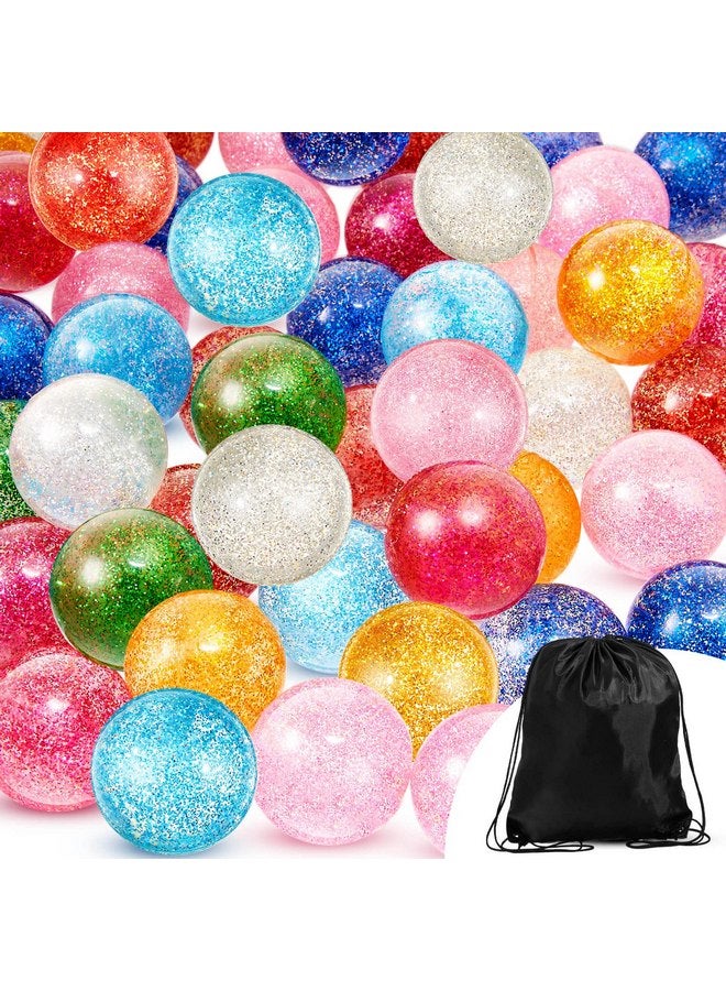 Shappy Shappy 60 Pcs Bouncy Balls 45 mm Glitter Bounce Ball Bulk with Storage Bag Large Bouncy Balls for Kids Goodie Bag Fillers Birthday Party Favors, Assorted Colors  - Image 3