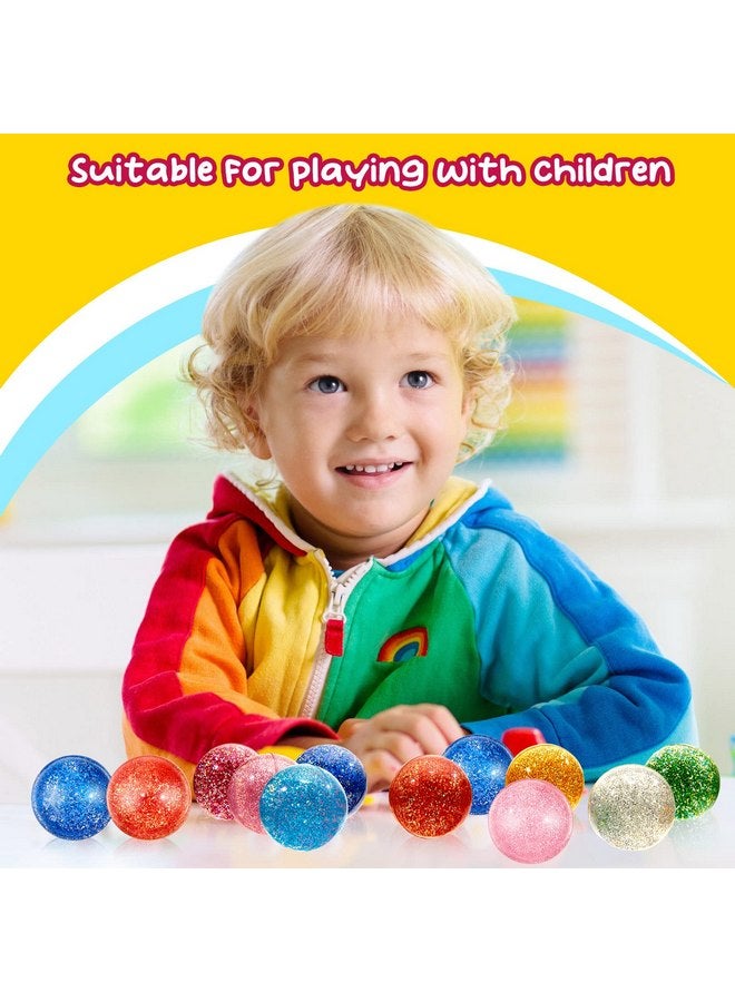 Shappy Shappy 60 Pcs Bouncy Balls 45 mm Glitter Bounce Ball Bulk with Storage Bag Large Bouncy Balls for Kids Goodie Bag Fillers Birthday Party Favors, Assorted Colors  - Image 5