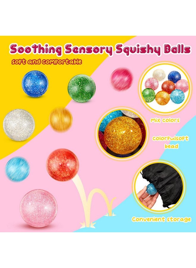 Shappy Shappy 60 Pcs Bouncy Balls 45 mm Glitter Bounce Ball Bulk with Storage Bag Large Bouncy Balls for Kids Goodie Bag Fillers Birthday Party Favors, Assorted Colors  - Image 4