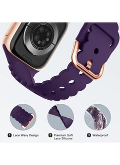Sunnywoo Lace Sport Silicone Band Compatible with Apple Watch 38mm 40mm 41mm 42mm 44mm 45mm 46mm 49mm for Women, Soft Wristband Waterproof Replacement for iWatch Series Ultra 10 9 8 SE 7 6 5 4 3 2 1  - Image 2