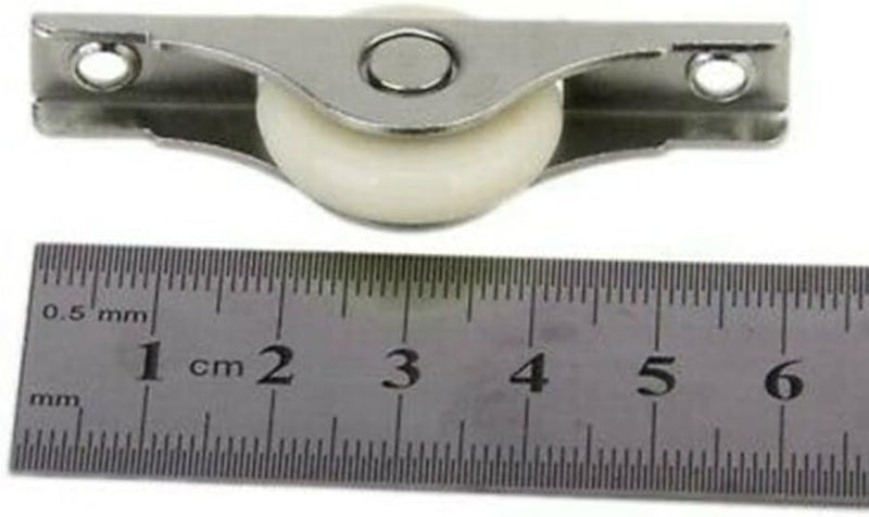 6 قطع من عجلات الباب المنزلق النايلون مع حامل معدني لاستبدال درج خزانة الملابس - Image 3