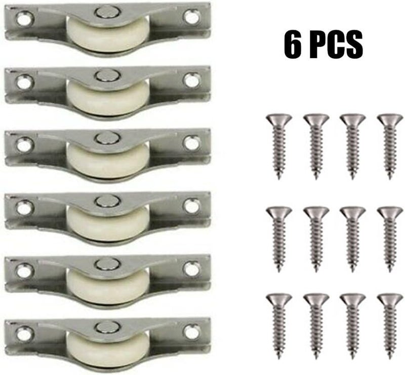 6 قطع من عجلات الباب المنزلق النايلون مع حامل معدني لاستبدال درج خزانة الملابس - Image 5