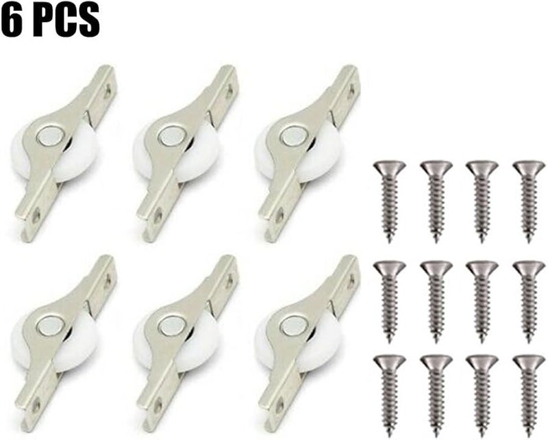 6 قطع من عجلات الباب المنزلق النايلون مع حامل معدني لاستبدال درج خزانة الملابس - Image 4