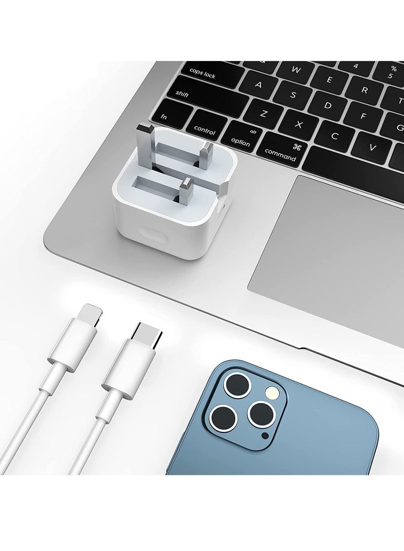 general 20W USB C Fast Charger With 1M Cable for iPhone 14/14 Plus/14 Pro/14 Pro Max/13 12 11 X XR XS SE 2020 8 7 6 6S Mini, Pad Pro, USBC PD Wall Charging Plug UK Type C Power Adapter and 3.3FT - Image 2