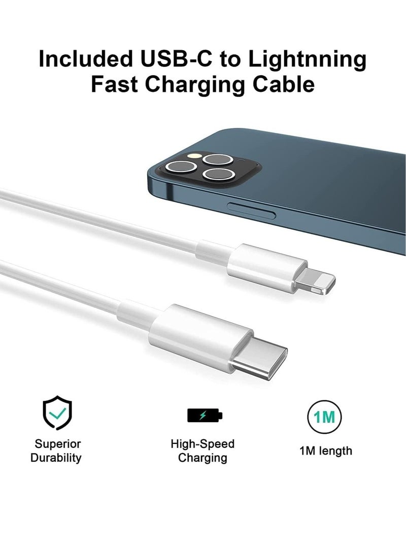 general 20W USB C Fast Charger With 1M Cable for iPhone 14/14 Plus/14 Pro/14 Pro Max/13 12 11 X XR XS SE 2020 8 7 6 6S Mini, Pad Pro, USBC PD Wall Charging Plug UK Type C Power Adapter and 3.3FT - Image 3