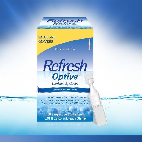 REFRESH قطرات العين المرطبة ريفريش أوبتيف للعيون الجافة خالية من المواد الحافظة 001 أونصة سائلة حاويات للاستخدام الفردي 60 عدداً - Image 2