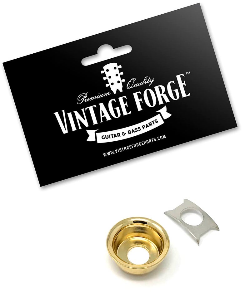 Vintage Forge Gold Cup Jack Plate for Fender Telecaster Tele Guitar Recessed Output Ferrule JPT90-GLD - Image 2