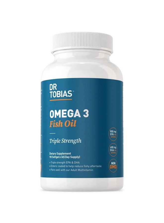 Dr. Tobias Omega 3 Fish Oil 800 Mg Epa 600 Mg Dha Omega 3 Supplement For Heart Brain & Immune Support Absorbable Triple Strength Fish Oil Supplements 2000 Mg Per Serving 45 Servings - Image 1