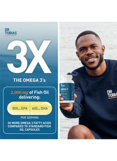 Dr. Tobias Omega 3 Fish Oil 800 Mg Epa 600 Mg Dha Omega 3 Supplement For Heart Brain & Immune Support Absorbable Triple Strength Fish Oil Supplements 2000 Mg Per Serving 45 Servings  - Image 3
