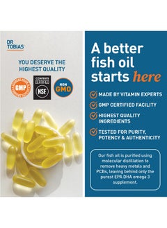 Dr. Tobias Omega 3 Fish Oil 800 Mg Epa 600 Mg Dha Omega 3 Supplement For Heart Brain & Immune Support Absorbable Triple Strength Fish Oil Supplements 2000 Mg Per Serving 45 Servings  - Image 5