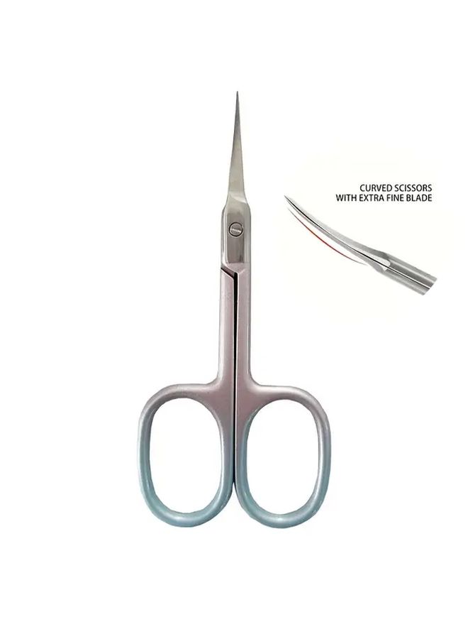 Pink Curved Stainless Steel Scissors For Eyebrows Nails And Makeup Non Slip Grip Trimming Shaping Precise Cutting - Image 2