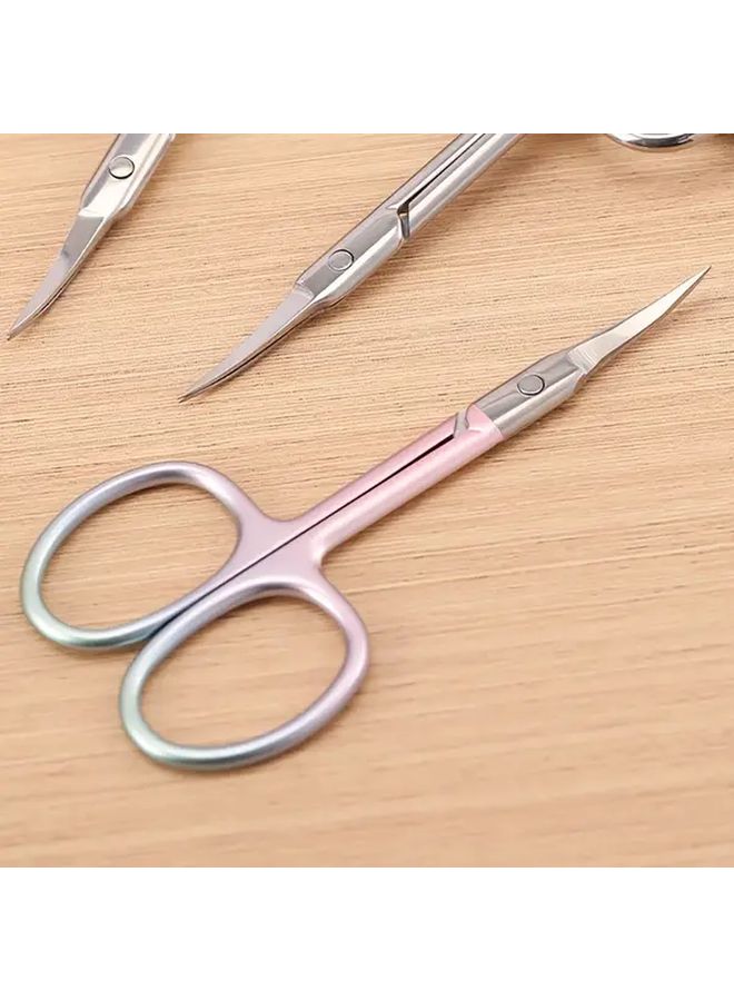 Pink Curved Stainless Steel Scissors For Eyebrows Nails And Makeup Non Slip Grip Trimming Shaping Precise Cutting - Image 5