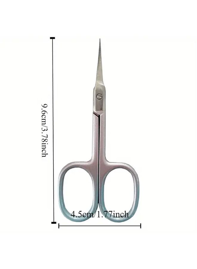 Pink Curved Stainless Steel Scissors For Eyebrows Nails And Makeup Non Slip Grip Trimming Shaping Precise Cutting - Image 3