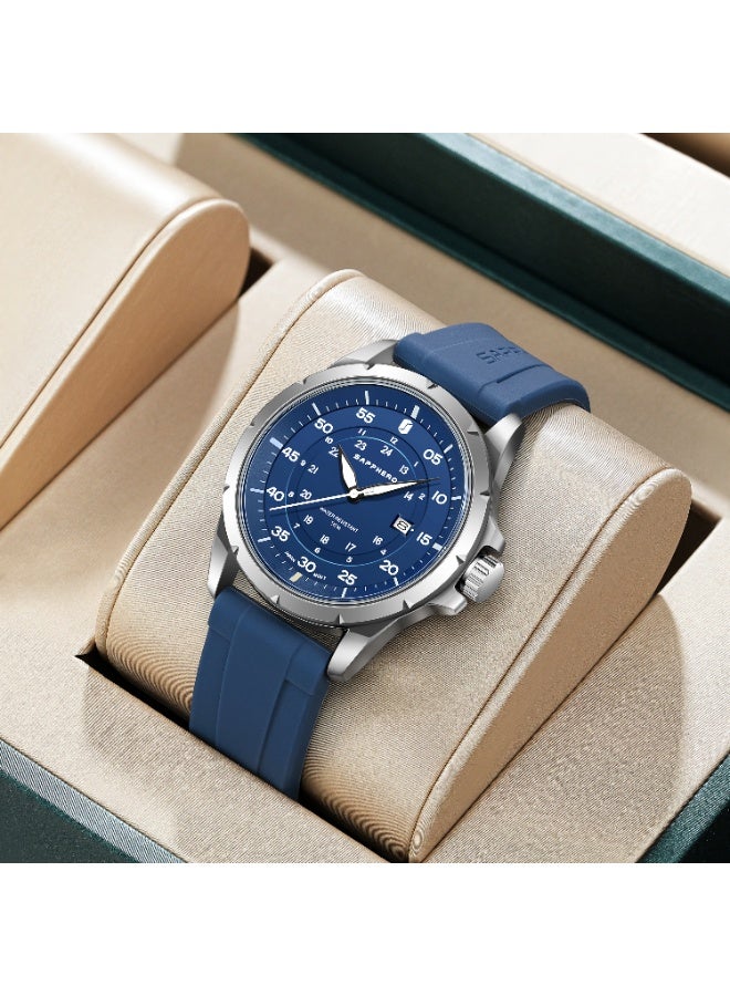 SAPPHERO Men's Silicone Waterproof Watch 5ATM Japanese Quartz Movement Stainless Steel Case Men's Watch Date Design Sport Casual Business Best Gift for Men - Image 4