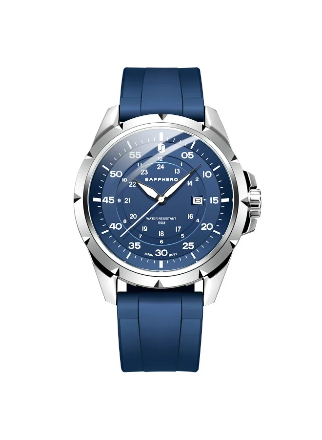 Sapphero SAPPHERO Men's Silicone Waterproof Watch 5ATM Japanese Quartz Movement Stainless Steel Case Men's Watch Date Design Sport Casual Business Best Gift for Men