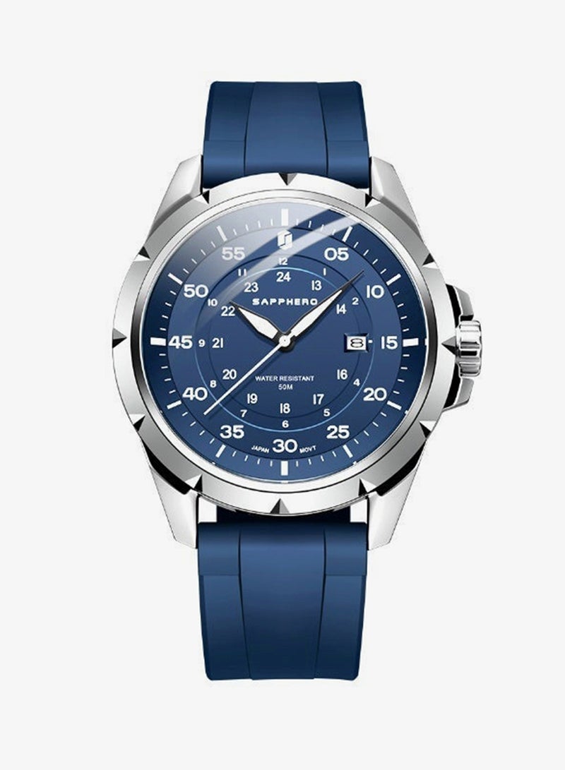 SAPPHERO Men's Silicone Waterproof Watch 5ATM Japanese Quartz Movement Stainless Steel Case Men's Watch Date Design Sport Casual Business Best Gift for Men - Image 3