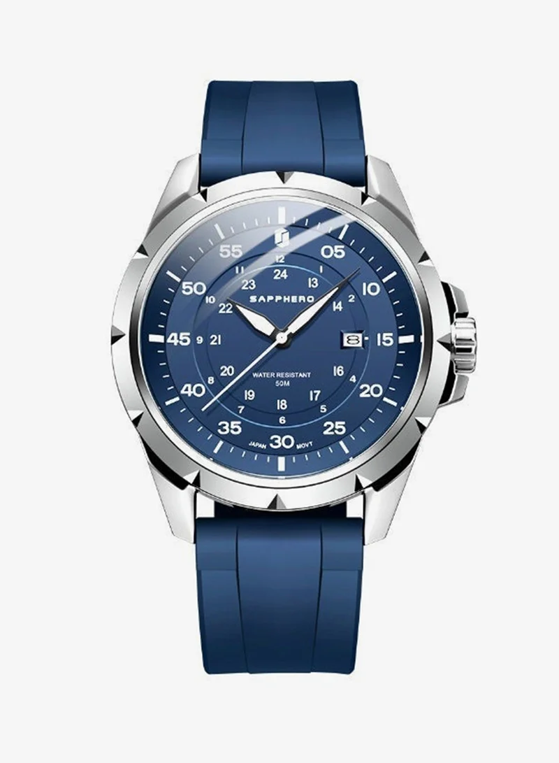 Sapphero  SAPPHERO Men's Silicone Waterproof Watch 5ATM Japanese Quartz Movement Stainless Steel Case Men's Watch Date Design Sport Casual Business Best Gift for Men for Men | Best Price UAE
