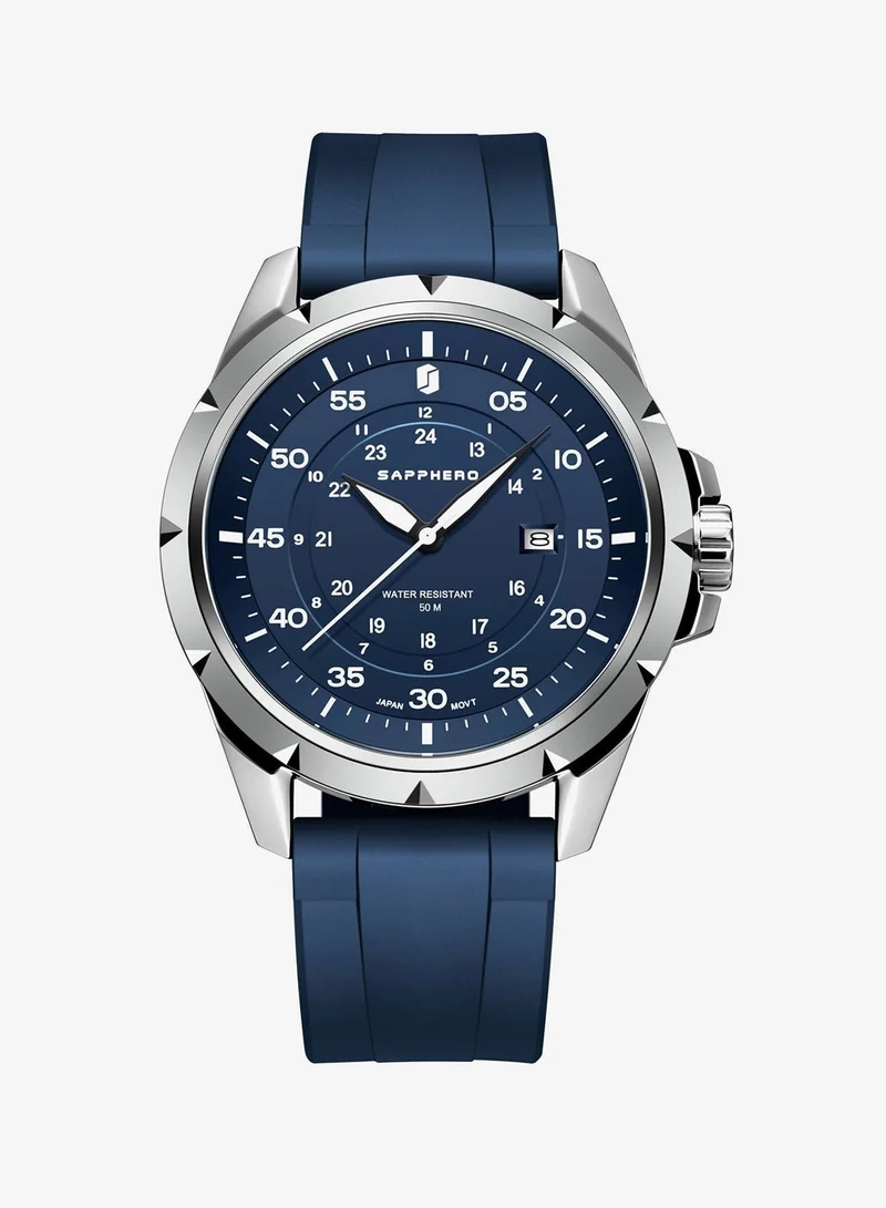 Sapphero  SAPPHERO Men's Silicone Waterproof Watch 5ATM Japanese Quartz Movement Stainless Steel Case Men's Watch Date Design Sport Casual Business Best Gift for Men for Men | Best Price UAE