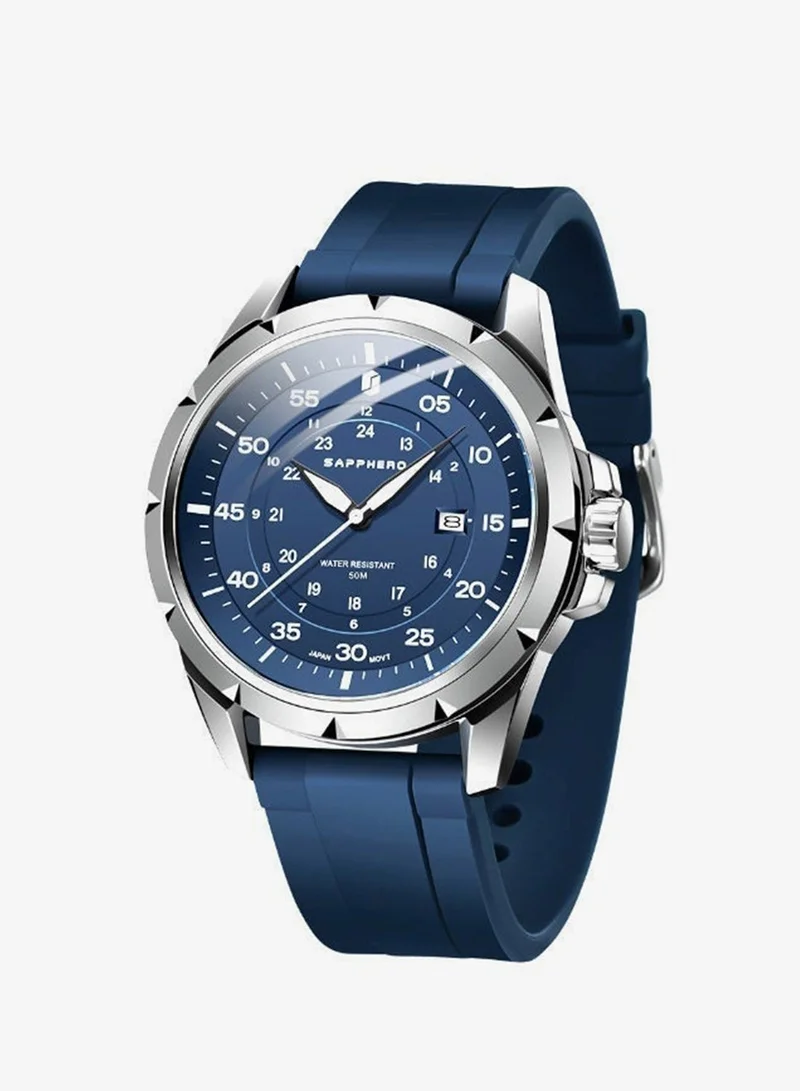 Sapphero  SAPPHERO Men's Silicone Waterproof Watch 5ATM Japanese Quartz Movement Stainless Steel Case Men's Watch Date Design Sport Casual Business Best Gift for Men for Men | Best Price UAE