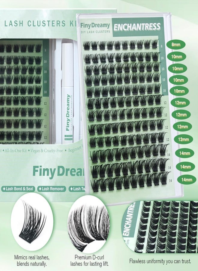 FinyDreamy Enchantress Lash Clusters Kit Short Natural Individual Lashes DIY Fluffy Lash Extensions Kit Wispy with Glue Remover Tweezer by FinyDreamy (Short Enchantress Kit 8-14mm) - Image 3