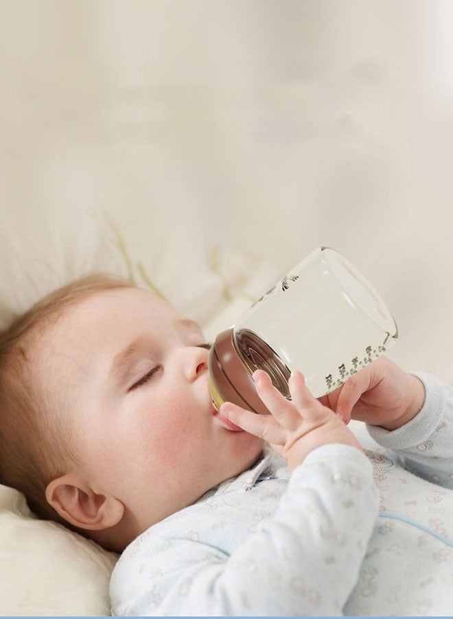 Newborn baby glass bottle, anti-flatulence wide bore water newborn baby bottle, 3-6 months special  - Image 2
