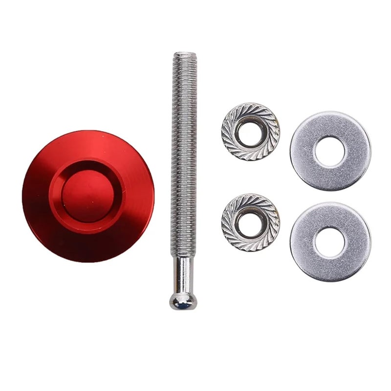 Vehicle Hood Pins 4 PCS Push Button Billet Quick Release Fasteners Set Racing Car Front Bumper for Bumper Hood License Plate(Red 30mm) - Image 1
