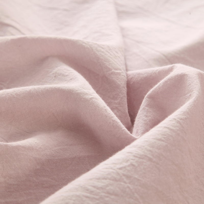 MooMee Fitted Bottom Sheet Only 100% Washed Cotton Linen Like Textured Breathable Durable Soft Comfy Deep Pocket Fits Mattress up to 17" (Greyish Pink, Queen) - Image 4