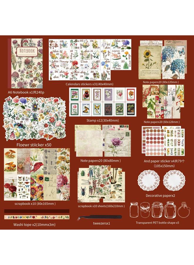 Bluejw Hand Ledger Stickers 265 Aesthetic Gift Box Flower Plant DIY Scrapbook Retro Hand Ledger Material Suit - Image 4