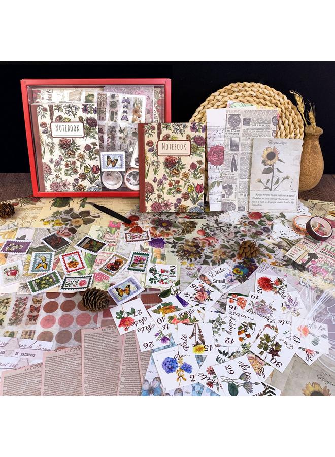 Bluejw Hand Ledger Stickers 265 Aesthetic Gift Box Flower Plant DIY Scrapbook Retro Hand Ledger Material Suit - Image 3