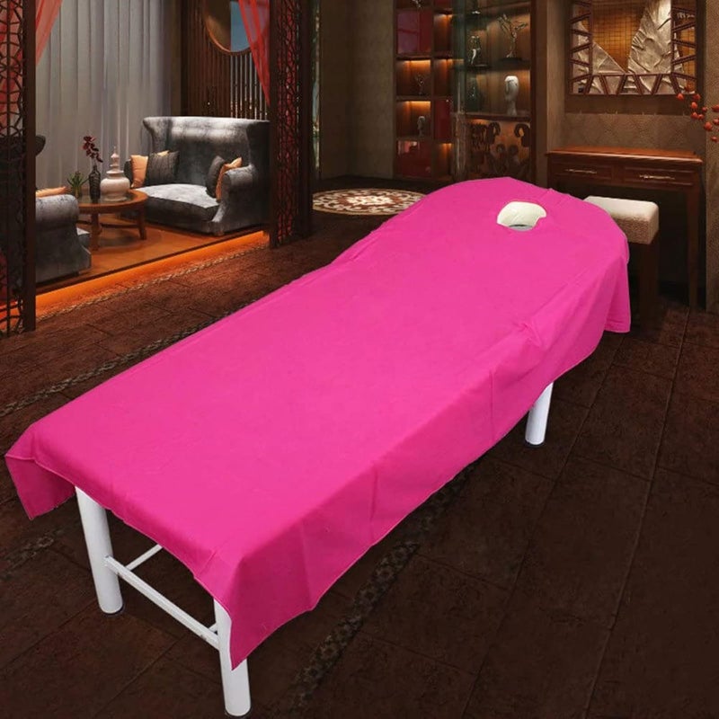 PROPFE Pure Color Cotton Beauty Bed Cover with Face Hole Spa Treatment Massage Sheet Set Soft Beauty Bedsheet Massage Table Sheet Sets - Image 1