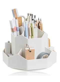 KIIUMI Rotatable Pen Holder with 9 Slots, Office Desk Organizer, Pen Cosmetic Brush Holder, Multi-Functional Pencil Cups Desktop Stationary,  Makeup Organizer Storage for Office School Home  - Image 2