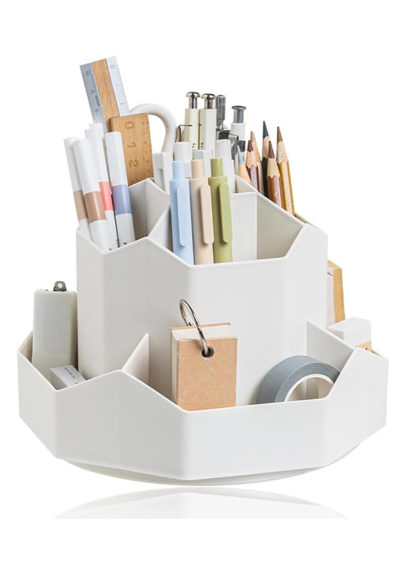 KIIUMI Rotatable Pen Holder with 9 Slots, Office Desk Organizer, Pen Cosmetic Brush Holder, Multi-Functional Pencil Cups Desktop Stationary,  Makeup Organizer Storage for Office School Home  - Image 2