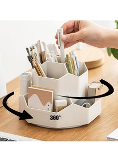KIIUMI Rotatable Pen Holder with 9 Slots, Office Desk Organizer, Pen Cosmetic Brush Holder, Multi-Functional Pencil Cups Desktop Stationary,  Makeup Organizer Storage for Office School Home  - Image 3