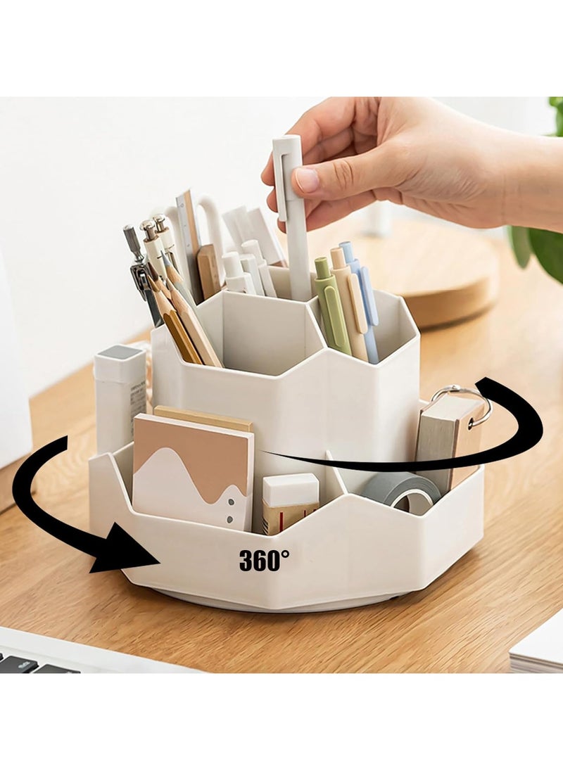 KIIUMI Rotatable Pen Holder with 9 Slots, Office Desk Organizer, Pen Cosmetic Brush Holder, Multi-Functional Pencil Cups Desktop Stationary,  Makeup Organizer Storage for Office School Home  - Image 3