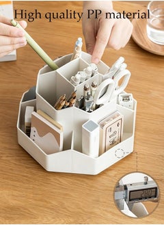 KIIUMI Rotatable Pen Holder with 9 Slots, Office Desk Organizer, Pen Cosmetic Brush Holder, Multi-Functional Pencil Cups Desktop Stationary,  Makeup Organizer Storage for Office School Home  - Image 4