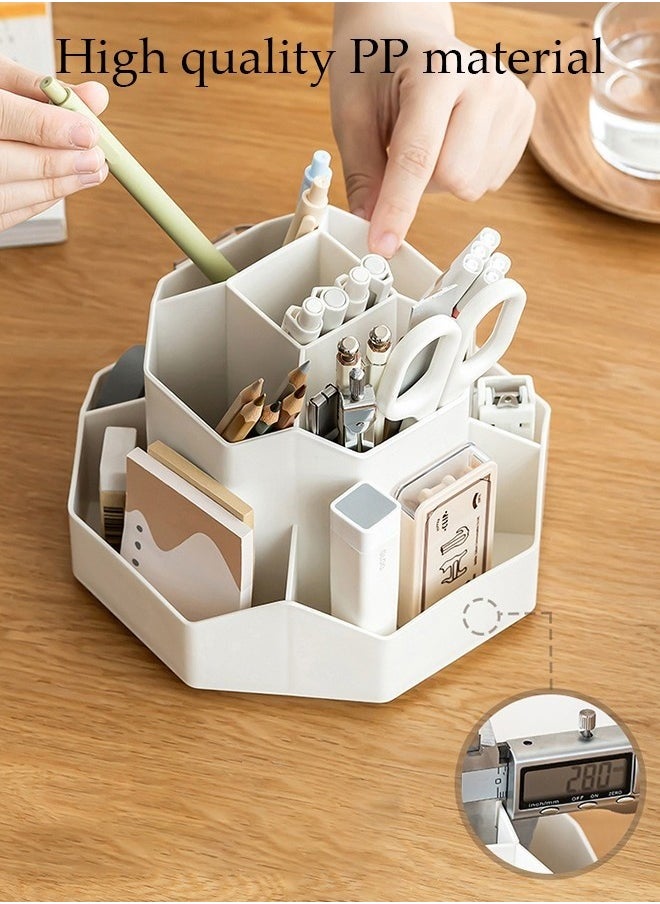 KIIUMI Rotatable Pen Holder with 9 Slots, Office Desk Organizer, Pen Cosmetic Brush Holder, Multi-Functional Pencil Cups Desktop Stationary,  Makeup Organizer Storage for Office School Home  - Image 4