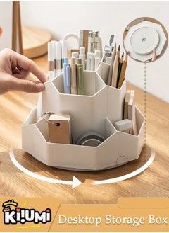 KIIUMI Rotatable Pen Holder with 9 Slots, Office Desk Organizer, Pen Cosmetic Brush Holder, Multi-Functional Pencil Cups Desktop Stationary,  Makeup Organizer Storage for Office School Home  - Image 1