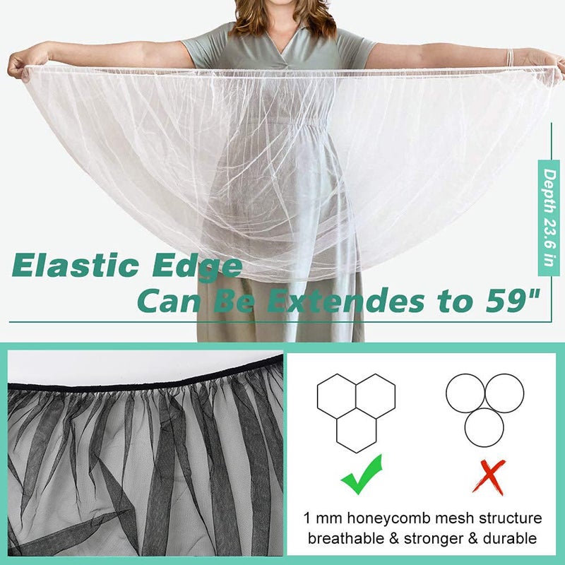 Sysmie Baby Stroller Mosquito Net (2 Pack) - Durable Mesh Protection for Bassinets, Cradles, Playards, Pack N Plays & Portable Mini Cribs | Breathable Universal Fit Insect Barrier (Black) - Image 2