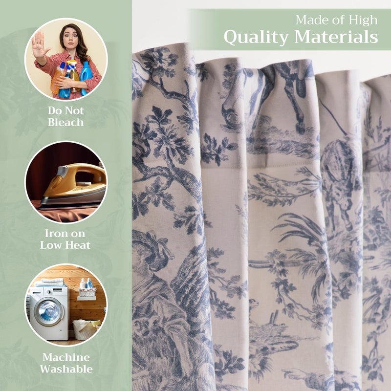 Maison d' Hermine Curtains for Living Room 100% Cotton 96 inch Length One Panel Light Filtering Toile Curtains for Bedroom Windows with Rod and Loop Pockets Drapes (The Miller Denim, 50" W x 96" L) - Image 3