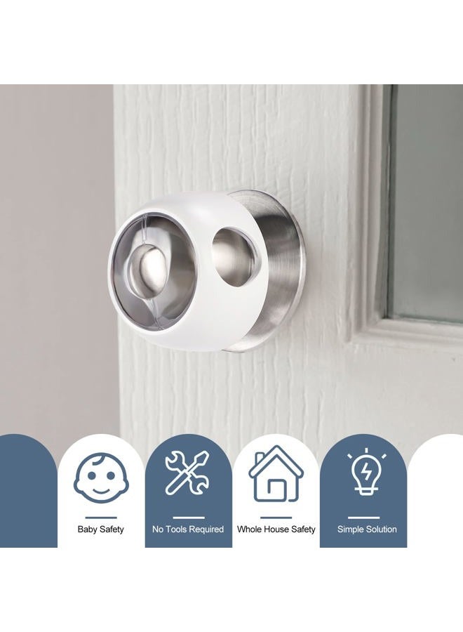 CLYMENE Improved Door Knob Covers Child Proof Door Handle Covers Child Safety, Baby Proof Door Knob Locks for Kids, 4 Pack (Clear-White) - Image 3
