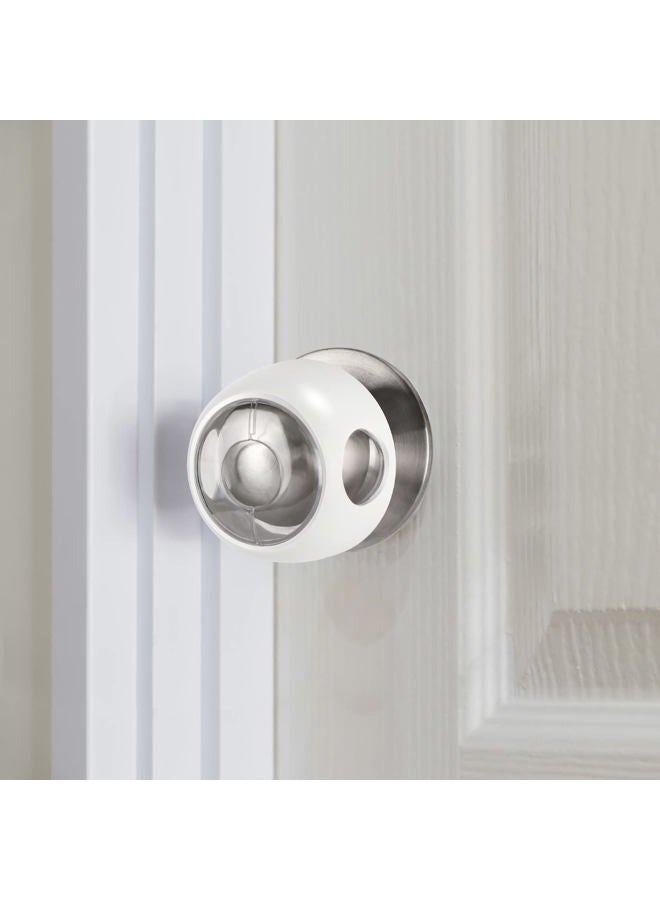 CLYMENE Improved Door Knob Covers Child Proof Door Handle Covers Child Safety, Baby Proof Door Knob Locks for Kids, 4 Pack (Clear-White) - Image 1