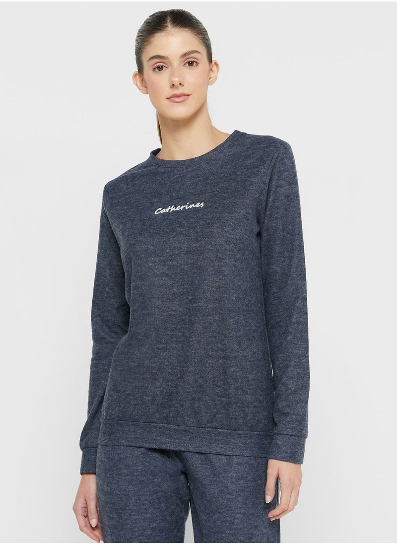 Catherine - Logo Crew Neck T-Shirt & Pyjama Set - Image 1