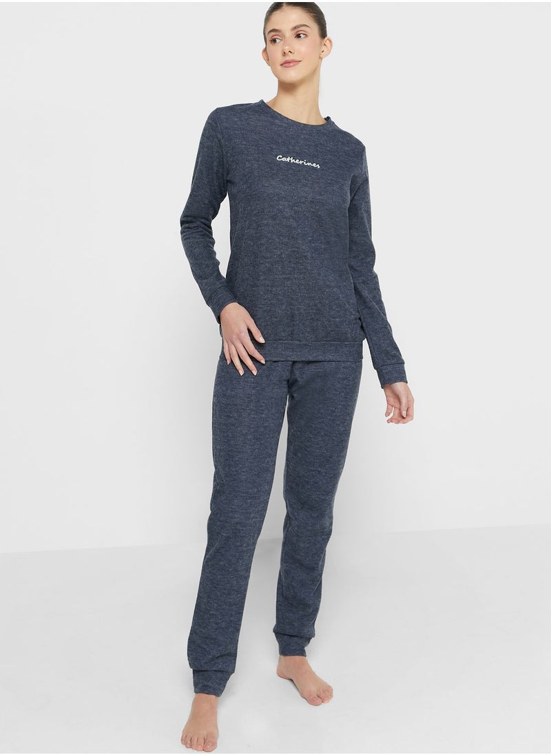 Catherine - Logo Crew Neck T-Shirt & Pyjama Set - Image 1
